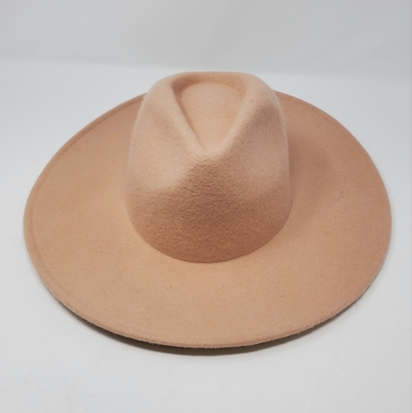 NWT BEIGE 100% WOOL FEDORA HAT WOMEN OS BOHO FESTIVAL WIDE BRIM - Picture 7 of 12